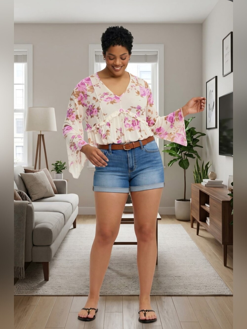 Judy Blue Mid Rise Cuffed Denim Shorts Size XL